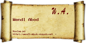 Wendl Abod névjegykártya